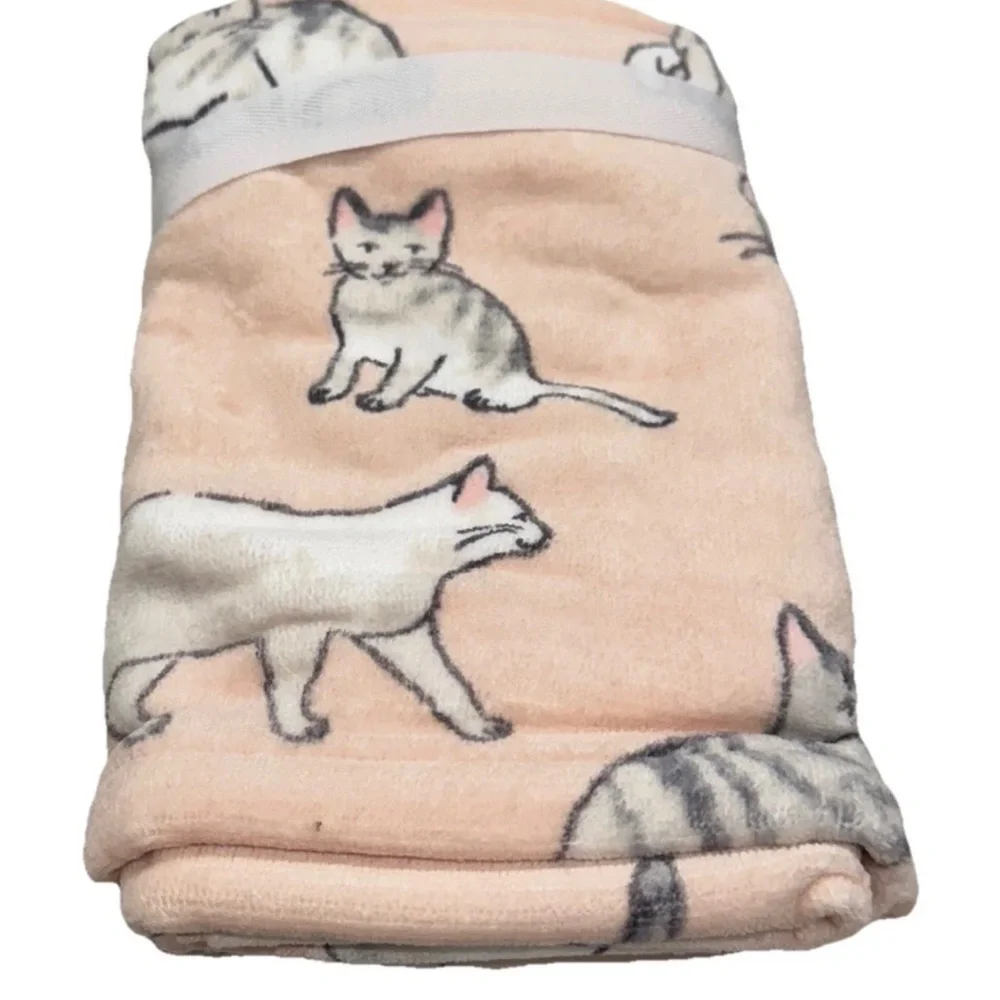 2 Deborah Connolly Designs Hand Towels Pink Cats Kittens Kitties NWT